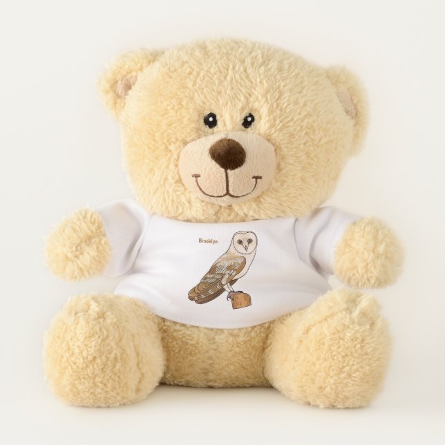 Barn owl bird cartoon illustration  teddy bear (Front)