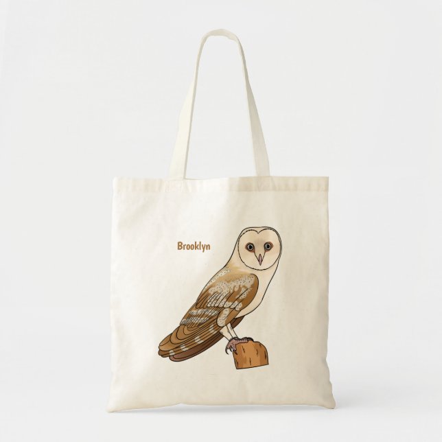 Barn owl bird cartoon illustration  tote bag (Front)