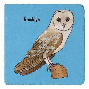Barn owl bird cartoon illustration trivet