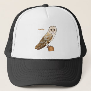 Barn owl bird cartoon illustration trucker hat