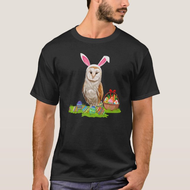 Barn Owl Bird Easter Egg Hunt Bunny Barn Owl Easte T-Shirt (Front)