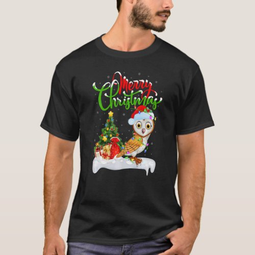 Barn Owl Bird Lover Xmas Decoration Santa Barn Owl T_Shirt