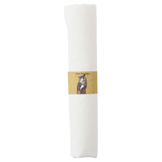 Barn Owl Brown White Feathers on Tan Napkin Bands