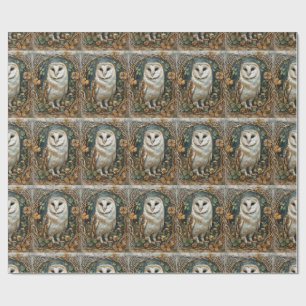 Barn Owl Celtic Forest Frame Pagan Nature Spirit Wrapping Paper