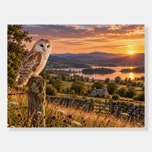 Barn Owl Countryside Sunset Foam Board