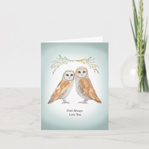 Barn Owl Couple Wedding Anniversary Cute Owls Card