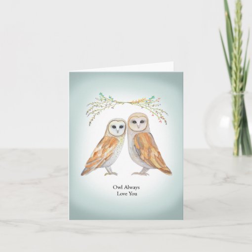 Barn Owl Couple Wedding Anniversary Cute Owls Card | Zazzle