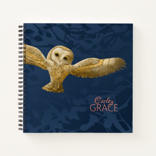 Barn Owl Dark Blue Personalized Journal