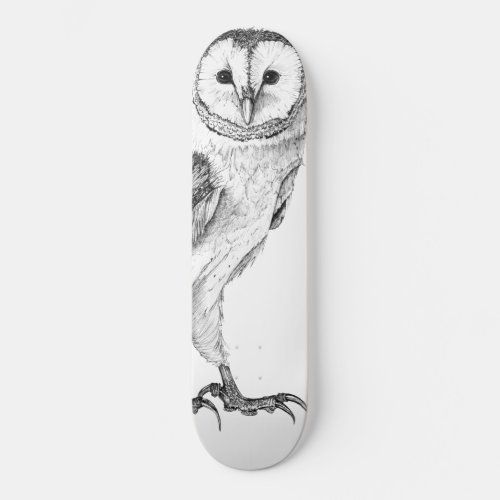 Barn Owl _ Drawing In Black Pen Skateboard