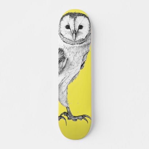 Barn Owl _ Drawing In Black Pen Skateboard