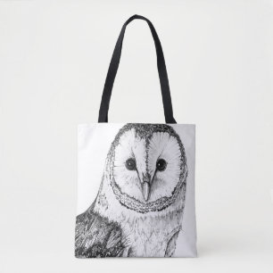 Barn Owl - Drawing In Black Pen Tote Bag