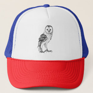 Barn Owl - Drawing In Black Pen Trucker Hat