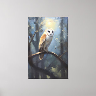 Barn Owl Dreamscape, Oil Painting Canvas Print
