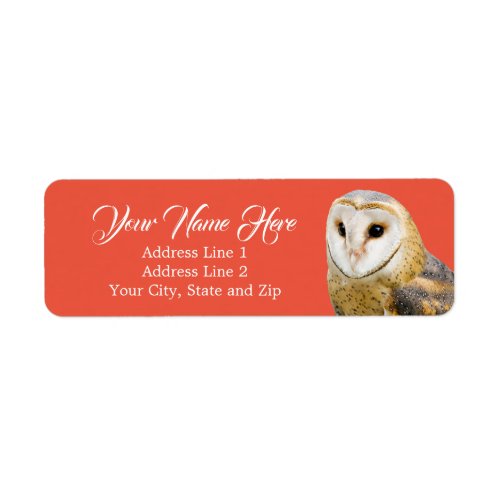 Barn Owl Face Red Return Address Label