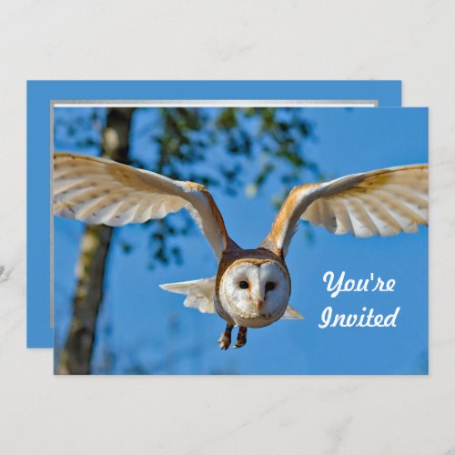 Barn Owl Flight Photo Birthday Invitation