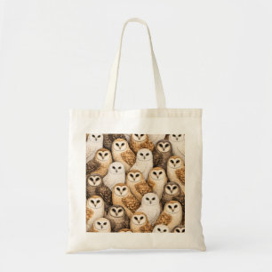 Barn Owl Flock Pattern Woodland Bird Tote Bag