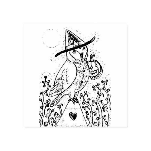 BARN OWL FOLK ART HALLOWEEN RUBBER STAMP