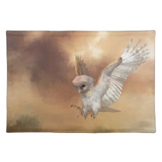 Barn Owl in Flight Digital Painting Cloth Placemat