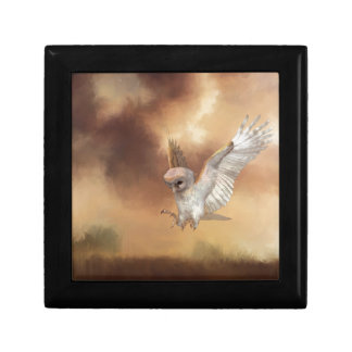 Barn Owl in Flight Digital Painting Jewelry Box