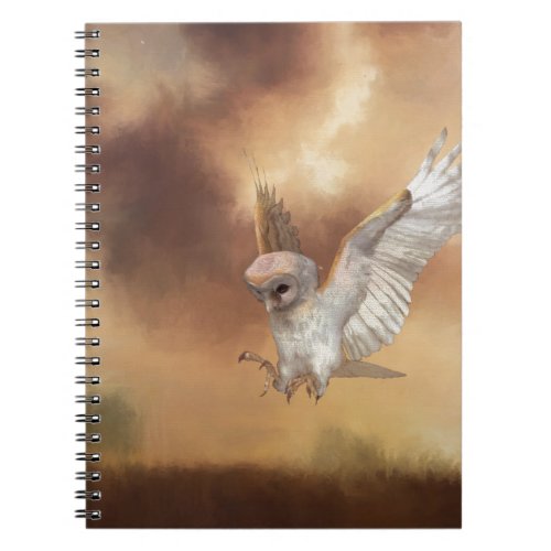 Barn Owl in Flight Digital Painting Notebook