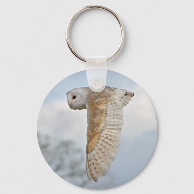 Barn Owl in Flight Keyring (Front)