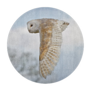 Barn Owl in Flight Round Cutting Board