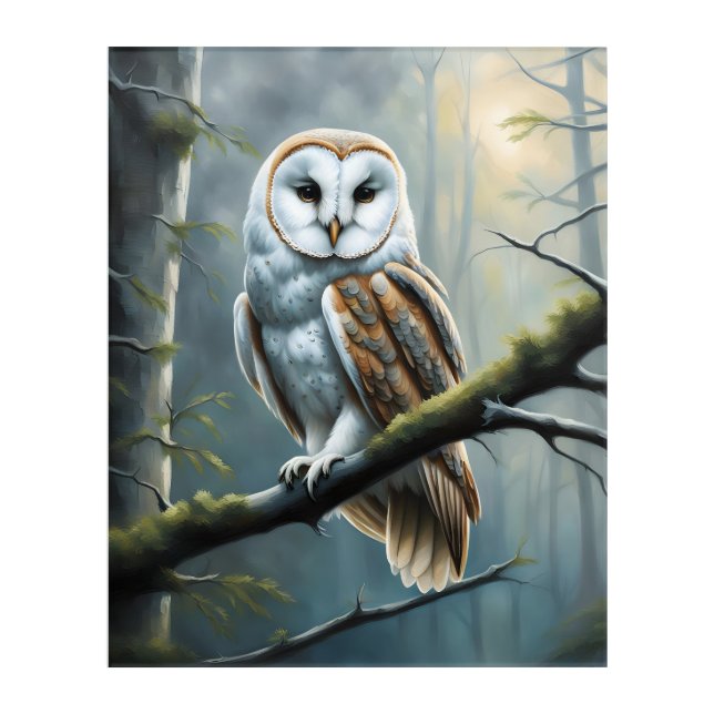 Barn Owl in the Forest Acrylic Print (Front)
