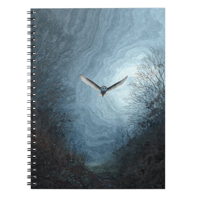 Barn Owl Moonlit Sky Notebook (Front)