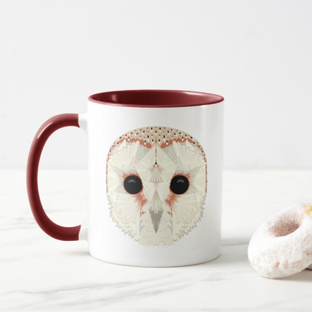 Barn Owl Mug Dark Red (With Donut)