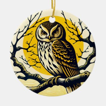 Barn Owl Nature Lovers Owls Tree Earth Day         Ceramic Ornament by ellesgreetings at Zazzle