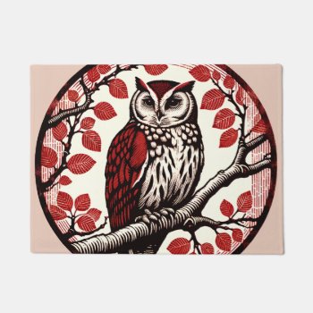 Barn Owl Nature Lovers Owls Tree Earth Day         Doormat by ellesgreetings at Zazzle