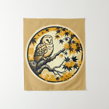 Barn Owl Nature Lovers Owls Tree Earth Day         Tapestry by ellesgreetings at Zazzle