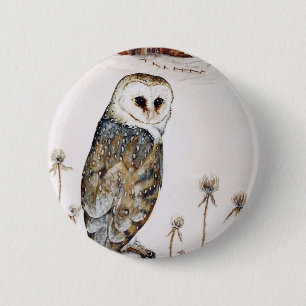 Barn Owl on the hunt Pinback Button