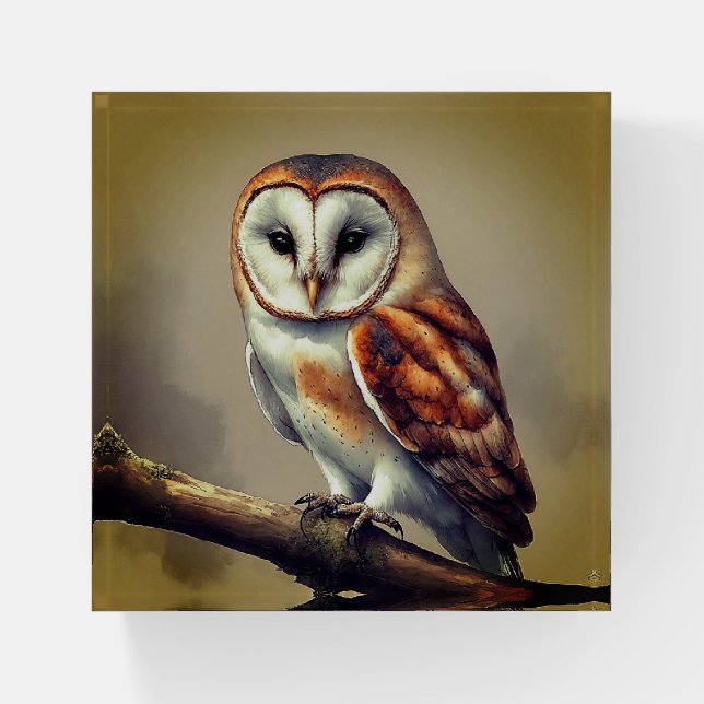 Barn Owl Paperweight (Front)