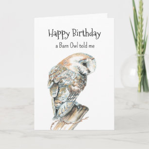 Barn Owl Personality Birthday Fun Bird Art Card