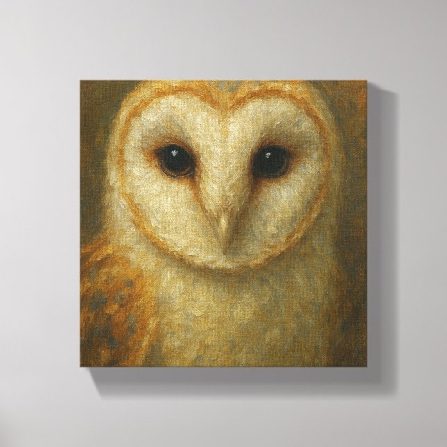 Barn Owl Portrait - Realistic Wildlife Nature Canvas Print (Front)