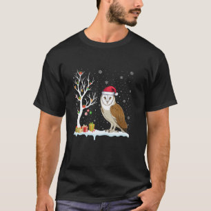 Barn Owl Santa Hat Festive Tree Light Christmas Pa T-Shirt