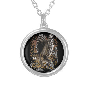 Barn Owl Stance Silver Plated Necklace