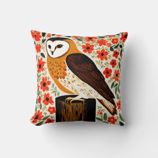 Barn Owl Throw Pillow (Front)
