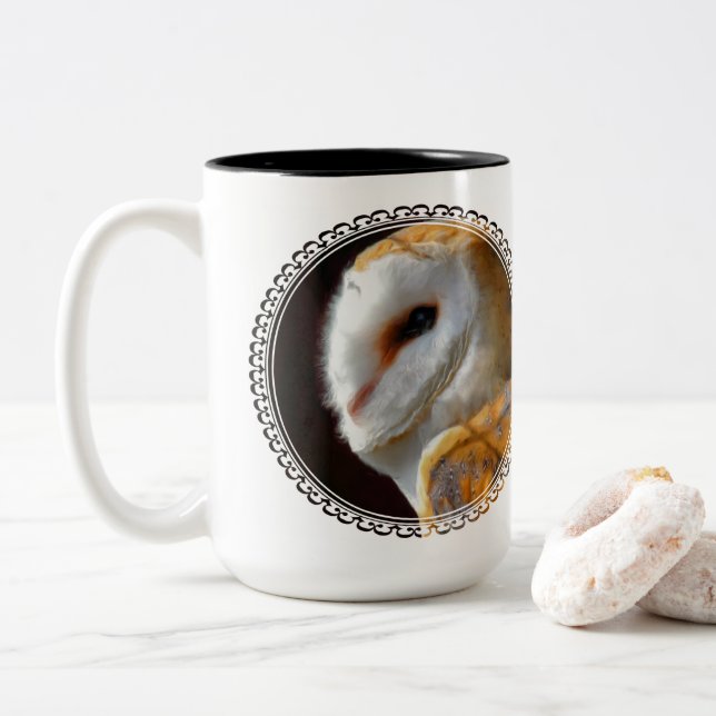 BARN OWL Two-Tone COFFEE MUG (With Donut)