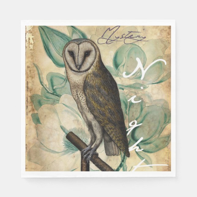 Barn Owl Vintage Napkins (Front)