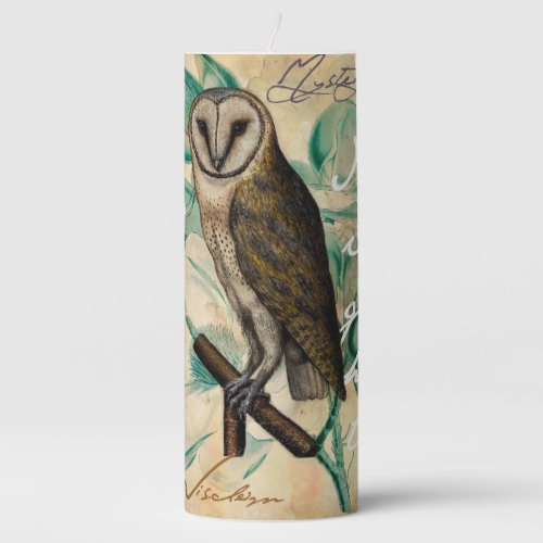 Barn Owl Vintage Pillar Candle