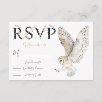 Barn Owl Watercolor Wedding Response Cards Rsvp by McBooboo at Zazzle