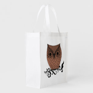 Barn Owl Whimsical Country Reusable Grocery Bag