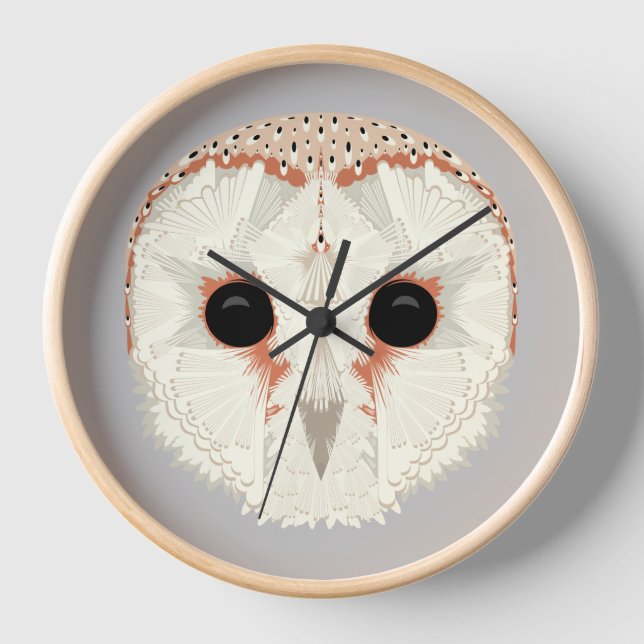 Barn Owl Wood Framed Clock (Front)