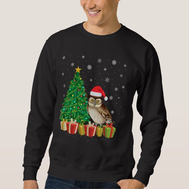 Barn Owl Xmas Tree Lighting Santa Hat Barn Owl Chr Sweatshirt (Front)