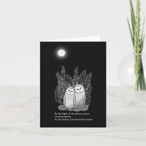 Barn Owls Couple Goth Love Beautiful Dark Art  Card
