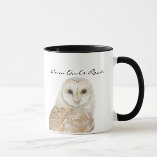 Barn Owls Rock_ Watercolor Bird Collection Mug