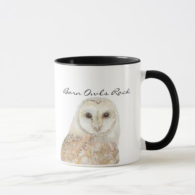 Barn Owls Rock- Watercolor Bird Collection Mug (Right)