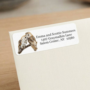 Barn Owls Watercolor Return Address Label